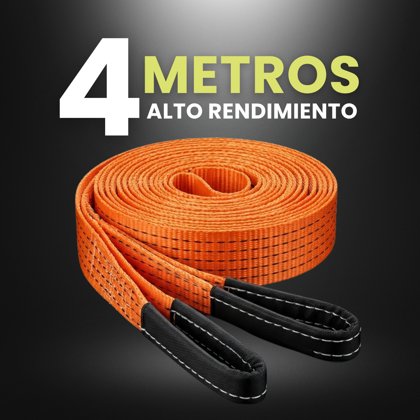 Correa de Remolque para Vehículos 5 Toneladas, 4 m, Alta Resistencia, Sin Ganchos, Poliester Industrial.