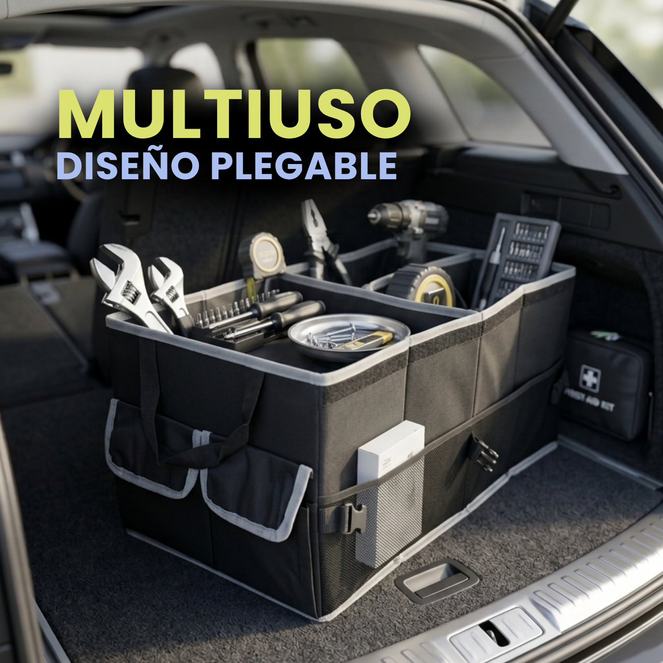 Caja de almacenamiento plegable para automóvil: organizador de maletero impermeable, ideal para SUV