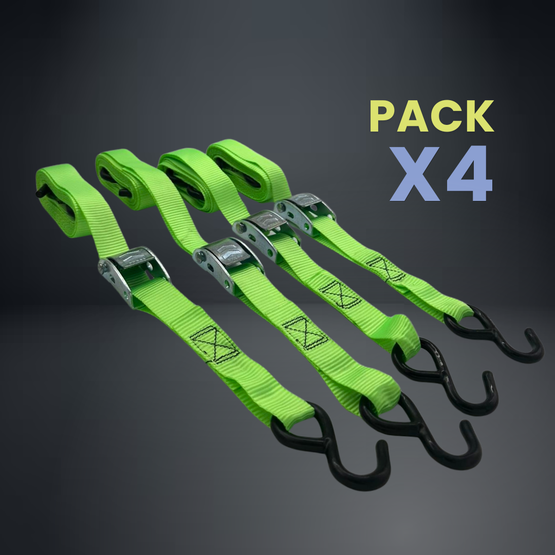 Correas de Amarre Premium para Carga Vehicular Pack x4 - 3metros (Tie Down)