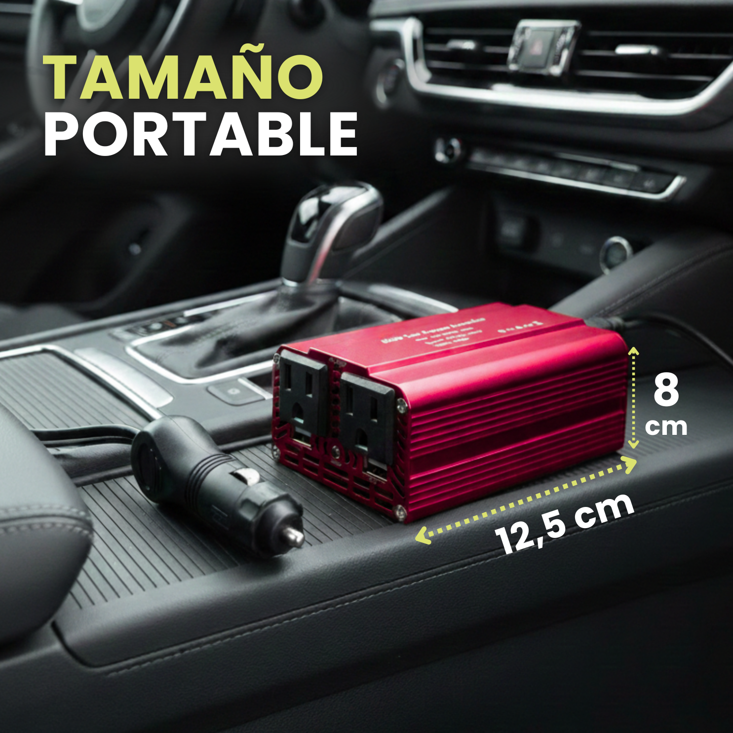 Inversor de corriente para vehículos, adaptador de enchufe de 500 w con 2 puertos USB de carga rápida y 2 salidas CA.